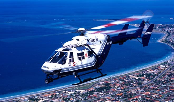 Police helicopter joins in the search for missing sailor ©  SW